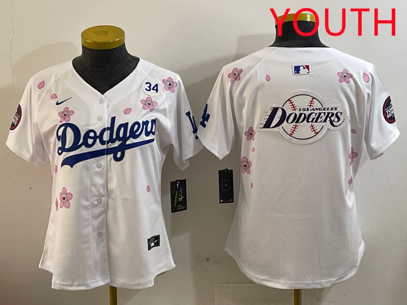 Youth Los Angeles Dodgers Blank White Sakura Edition 2025 Nike MLB Jersey style 29->youth mlb jersey->Youth Jersey